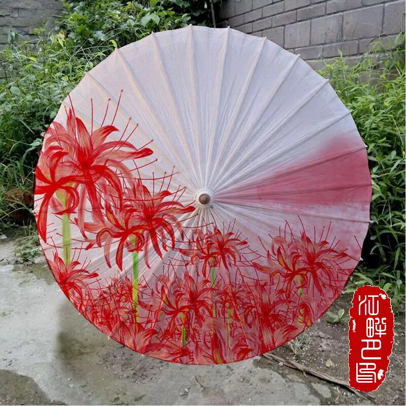 Зонтики Higanbana бумажные для танцев детей и взрослых чистые зонтики с белым дном