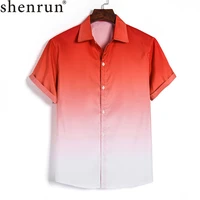 shenrun men summer shirts short sleeve new casual comfortable japanese style easy care breathable holiday beach tourism blue red