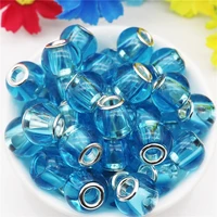 10pcs 16mm round murano glass spacer european beads charms fit pandora bracelet snake chain cord necklace for jewelry making kit