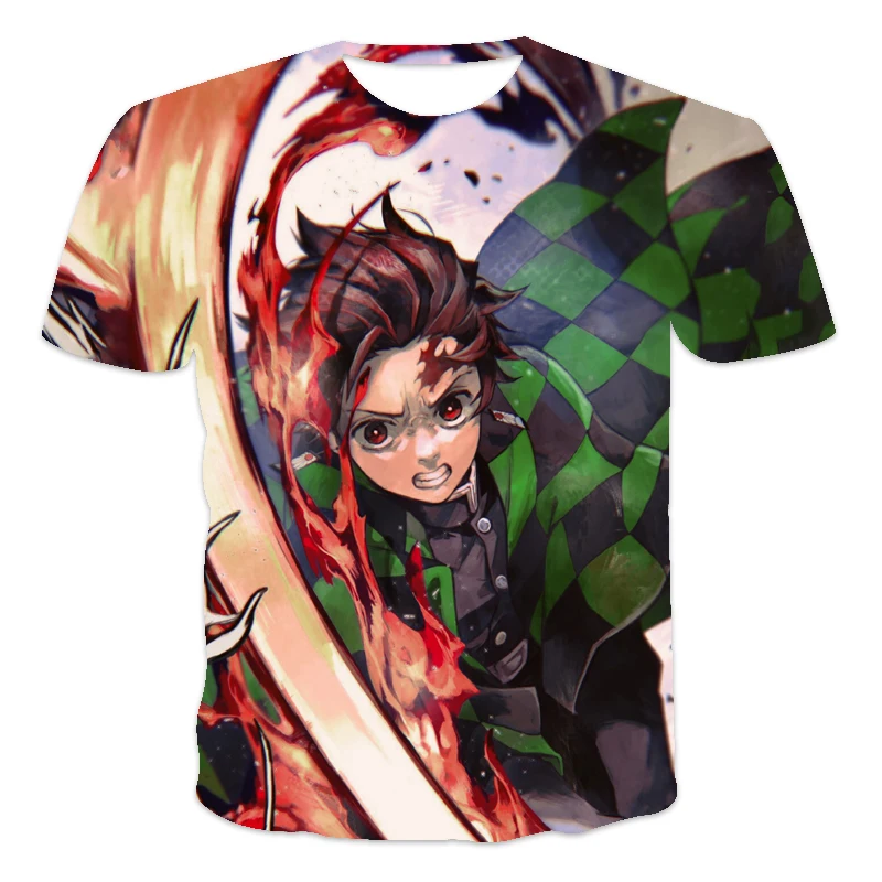 

2021 Summer New Oversized Loose Men's T-shirt Clothes Short Sleeve Fantasy Ghost Blade Series Printed O-Neck Men's T-shirt