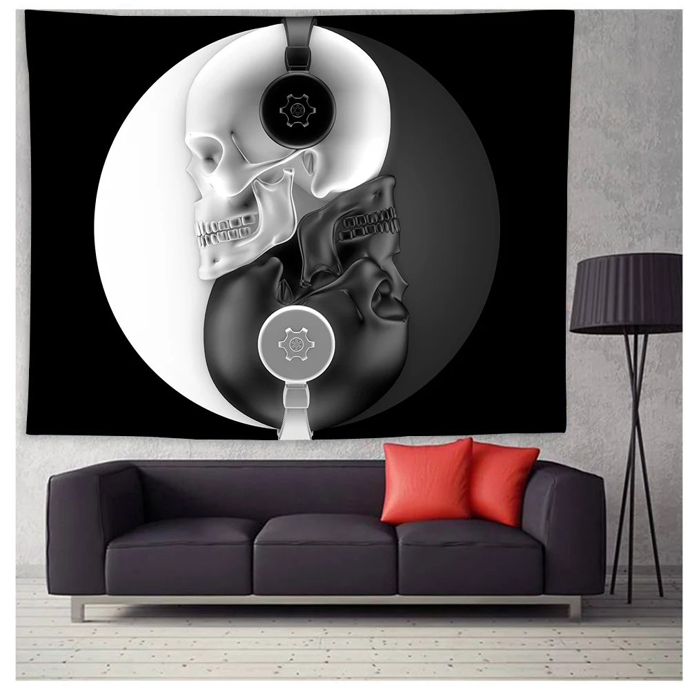 

Skeleton On Black Background Tapestry 3D Print Wall Hanging Blanket For Bedroom Home Decoration Wall Tapestries