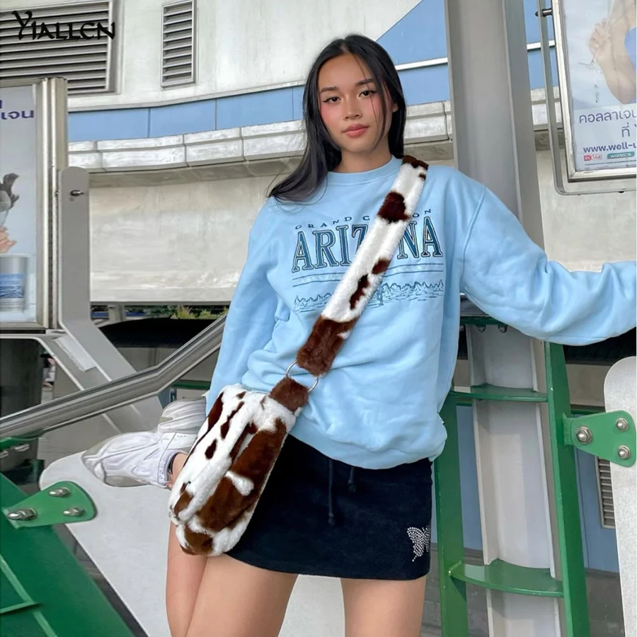 

Yiallen Autumn Casual Embroidery Pullovers Women Long Sleeve Loose Sweatshirts Elastic Wild Basic Female Simple Streetwear Hot