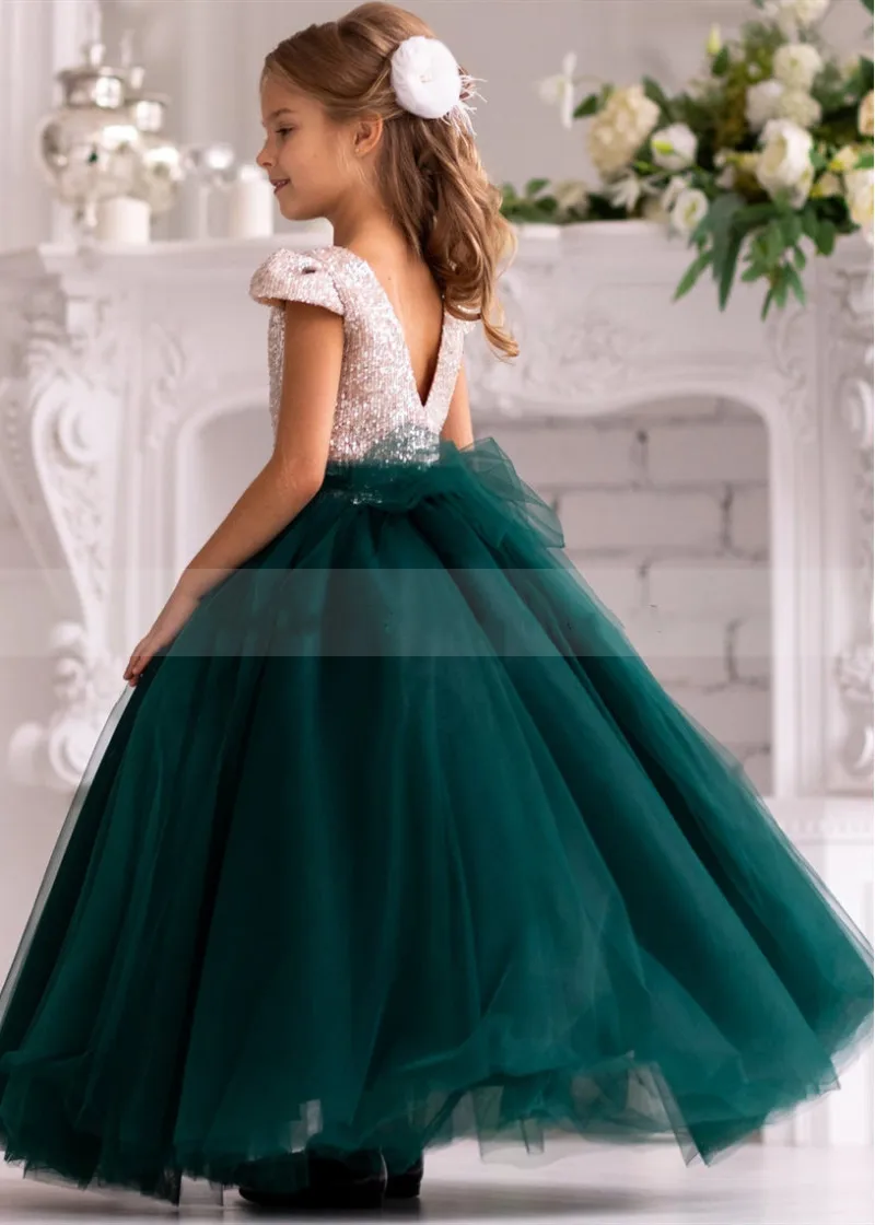 

Puffy A-Line Wedding Flower Girl Dresses Cap Sleeve Princess Kid Party Dress Birthday Prom Gowns