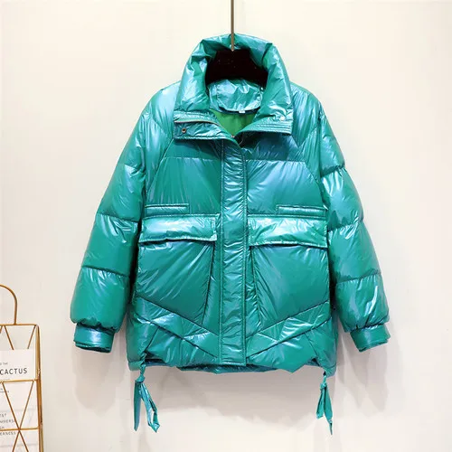 

New Winter Women Stand Collar Bright Color Down Coat 90% White Duck Down Parkas Thickness Warm Oversize Snow Outwear