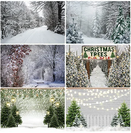 

Avezano Winter Snowflake Christmas Backdrop Natural Snow Scene Cedar Portrait Photography Background Xmas Party Photo Booth Prop