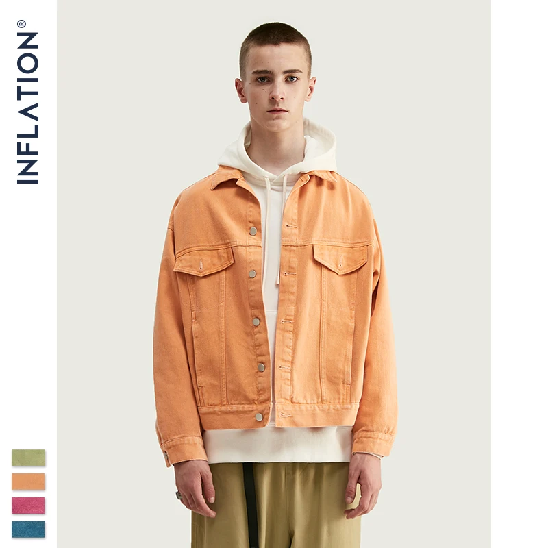 Мужская джинсовая куртка INFLATION модная повседневная хлопковая карамельных цветов