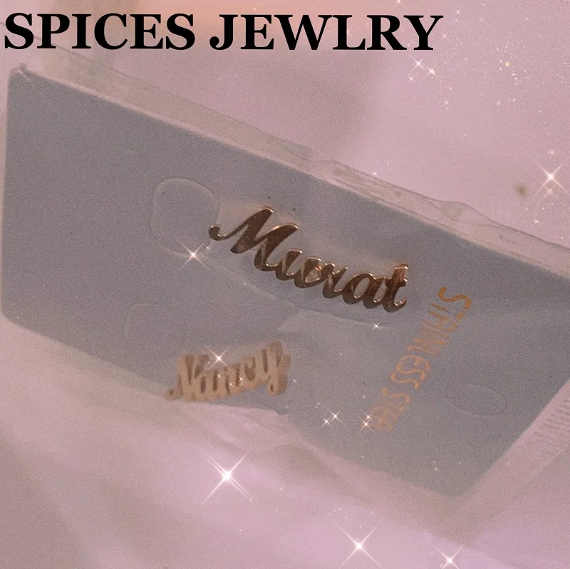 Stainless Steel Custom Name Stud Earrings Personalized Nameplate Handmade Jewelry For Women Girls Custom Earrings Jewelry Bijoux