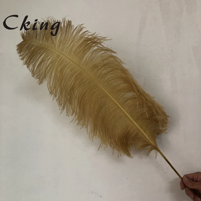 65-70 см длинный натуральный настоящий Плюмаж из страусиного пера золотого цвета