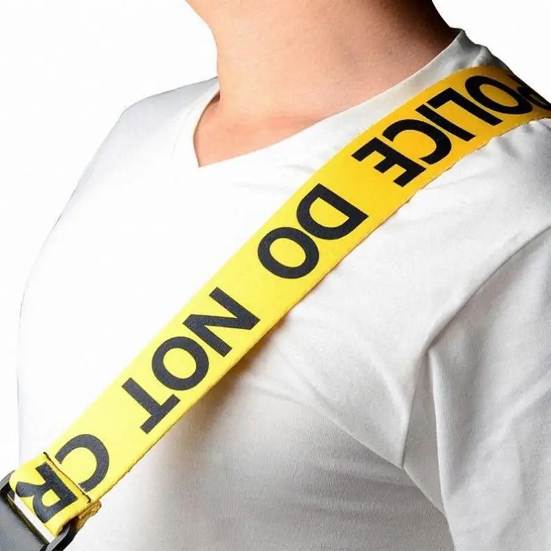 einstellbare gelb gitarre strap polizei linie worte muster mit echtem leder kopf für akustische elektrische bass gitarre free global shipping