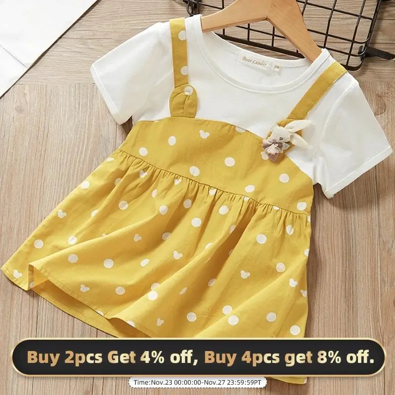 Bear Leader/платья для малышей новое летнее милое платье новорожденных девочек костюм