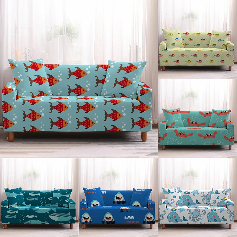 

Sea Animals Pattern Stretch Sofa Cover Nonslip Slipcovers Suitable Living Room Sofa Cover Protective Cover Furniture Set