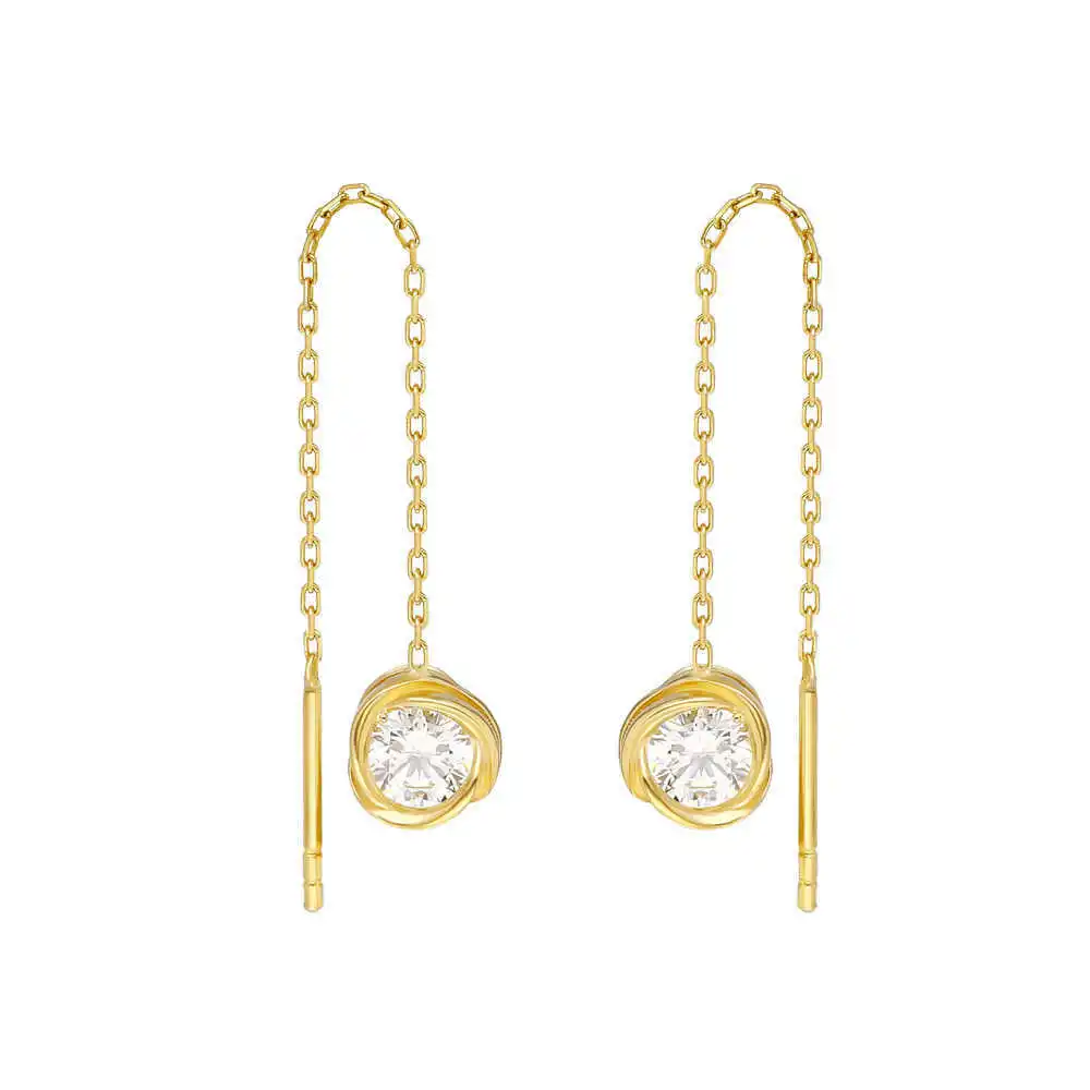 

Zircon Tektal Special Design Gold Color 925 Sterling Silver Dangle Earrings