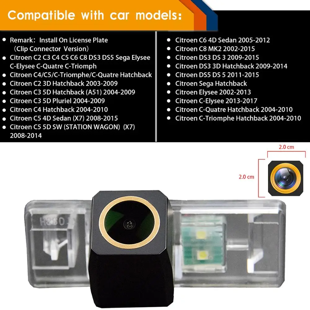 HD Золотая камера заднего вида для Citroen C2 C3 A51 C4 C5 C6 C8 MK2 DS3 3D DS5 Sega Elysee C-Quatre C-Triomph