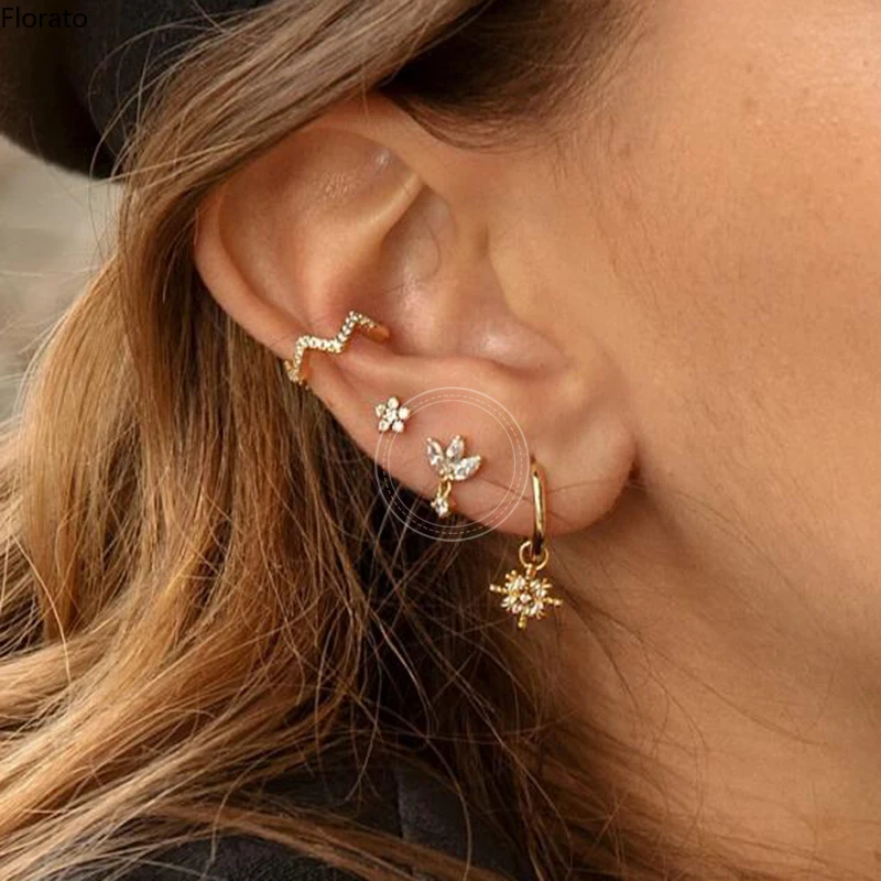 

Florato 2021 Trend Ins Style Women's Small Earrings 925 Sterling Silver Ear Screw Perforated ear plug Stud Earring Jewelry A30