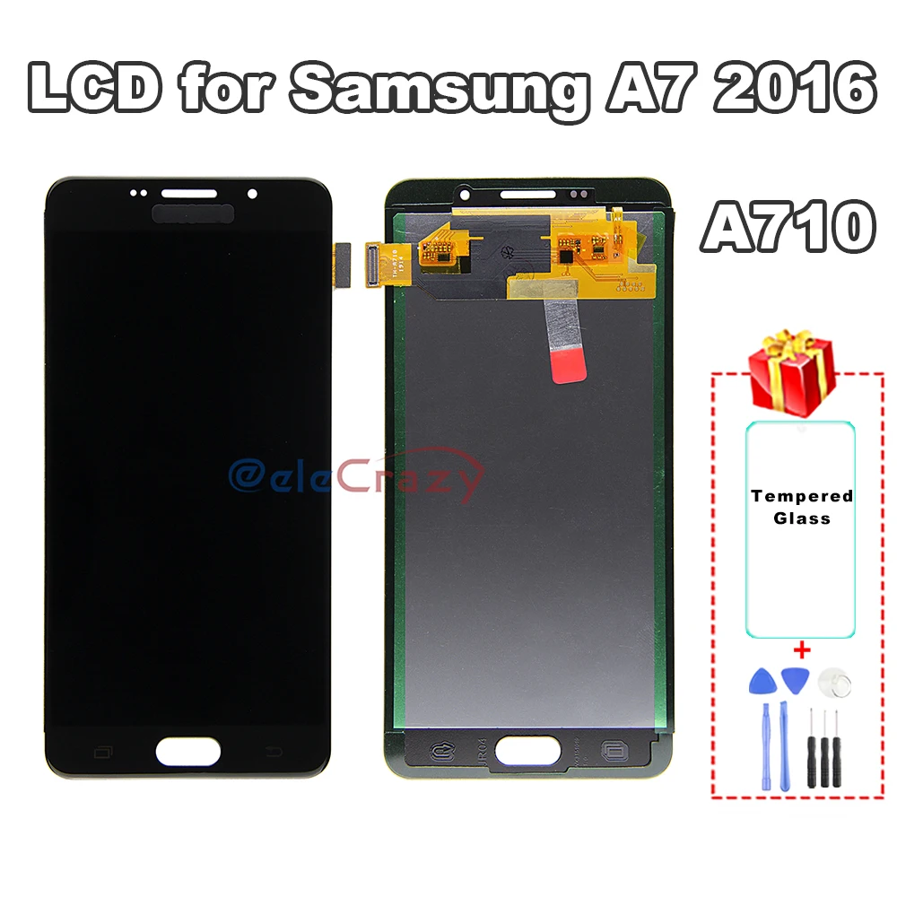 100% протестированный для SAMSUNG Galaxy A7 2016 LCD A710 A7100 A710F дисплей с сенсорным экраном