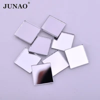 junao 20pcs 12mm clear mirror crystal rhinestones acrylic square mirror stones non sewing strass applique for crafts supplies