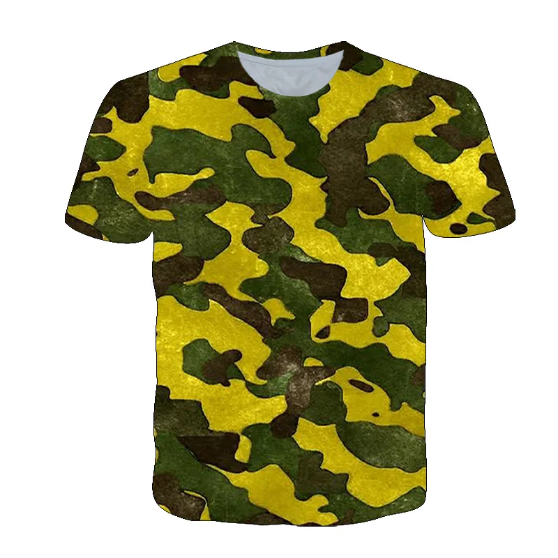 

New Children's Camouflage T-Shirt Boys Casual Round Neck Shirt Summer Army Green Camouflage World T-Shirt 4-14 Years Old
