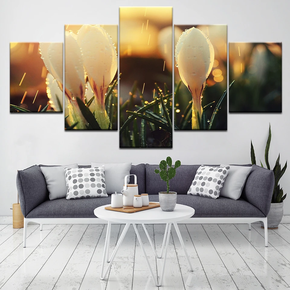 

Печать на холсте плакат картина на стену для дома 5 шт. цветы живопись для Гостиная украшения фотографии Куадрос модульная Framedwork