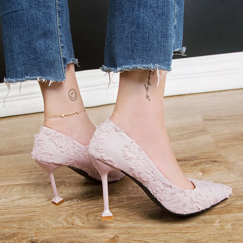 Женские туфли-лодочки на тонком высоком каблуке Высококачественные элегантные