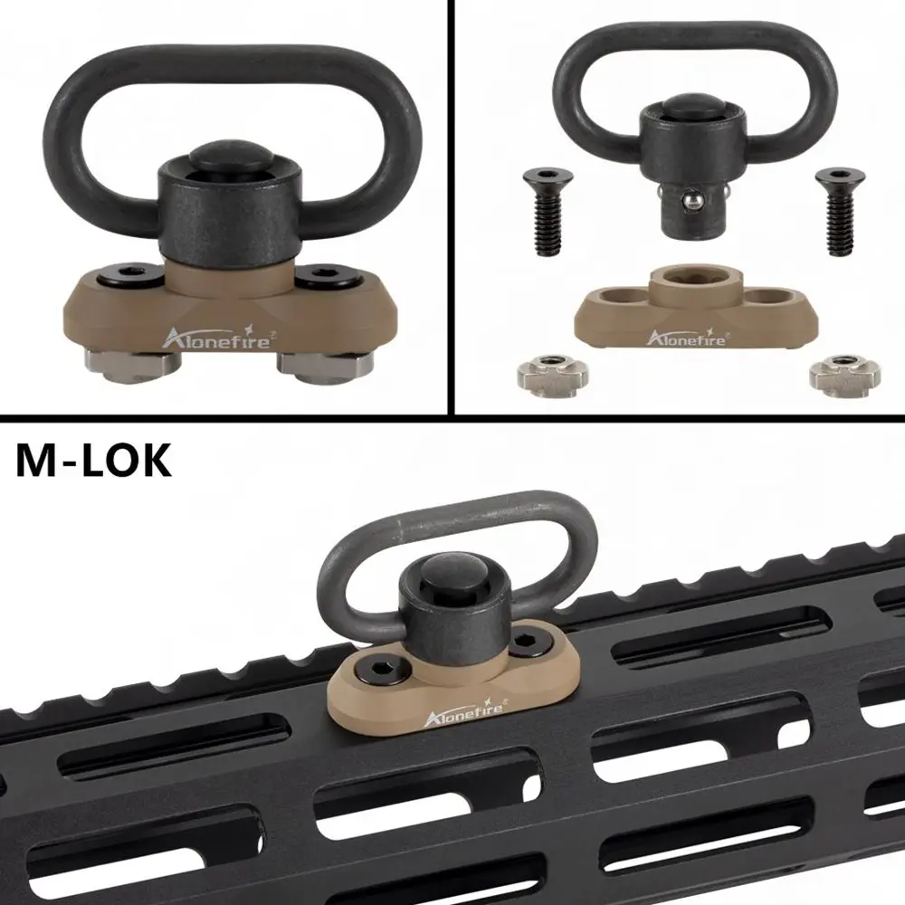 

Alonefire M600 Push Button Swivel Adaptor Standard Tactical Quick Release Sling Mount Shooting For M-lok Rail