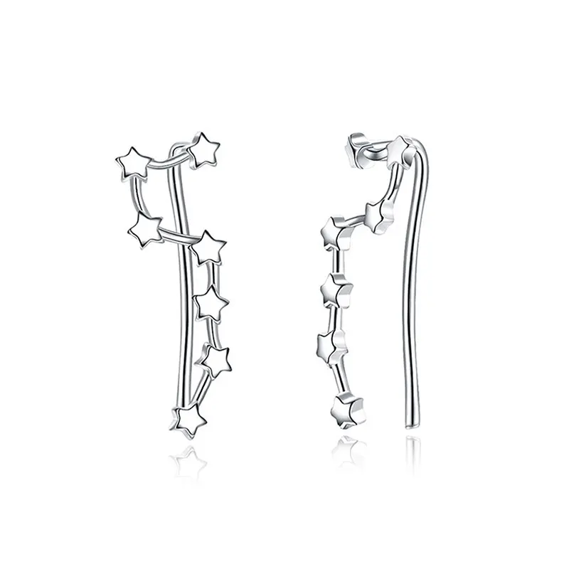 Женские серьги гвоздики с Луной и звездой подарок на день рождения серебряные