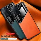 Для Fundas Xiao mi 11 T чехол автомобильный магнитный держатель ПК + обложка на заднюю панель из искусственной кожи Xio mi 11 T Mi 11 T 11 T Pro T11 5G 2021 противоударный чехол