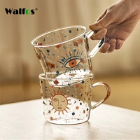 walfos 500ml creative scale glass mug breakfast mlik coffe cup household couple water cup sun eye pattern drinkware
