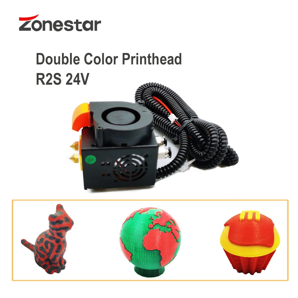 Новая модернизированная двухцветная печатающая головка ZONESTAR R2S 24 В 2 в OUT HOTEND с
