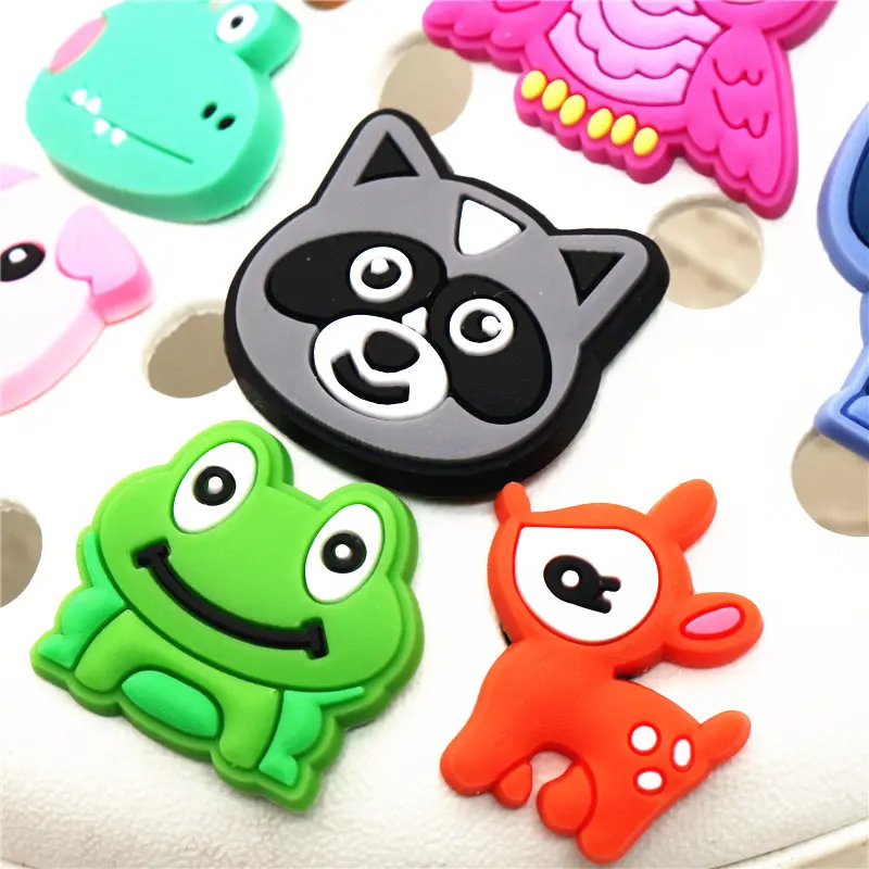 Single Sale 1 Pcs Cute Animals Shoe Charms Accessories Garden Shoe Decoration for croc jibz Kid's Party X-mas Gift Free Shipping