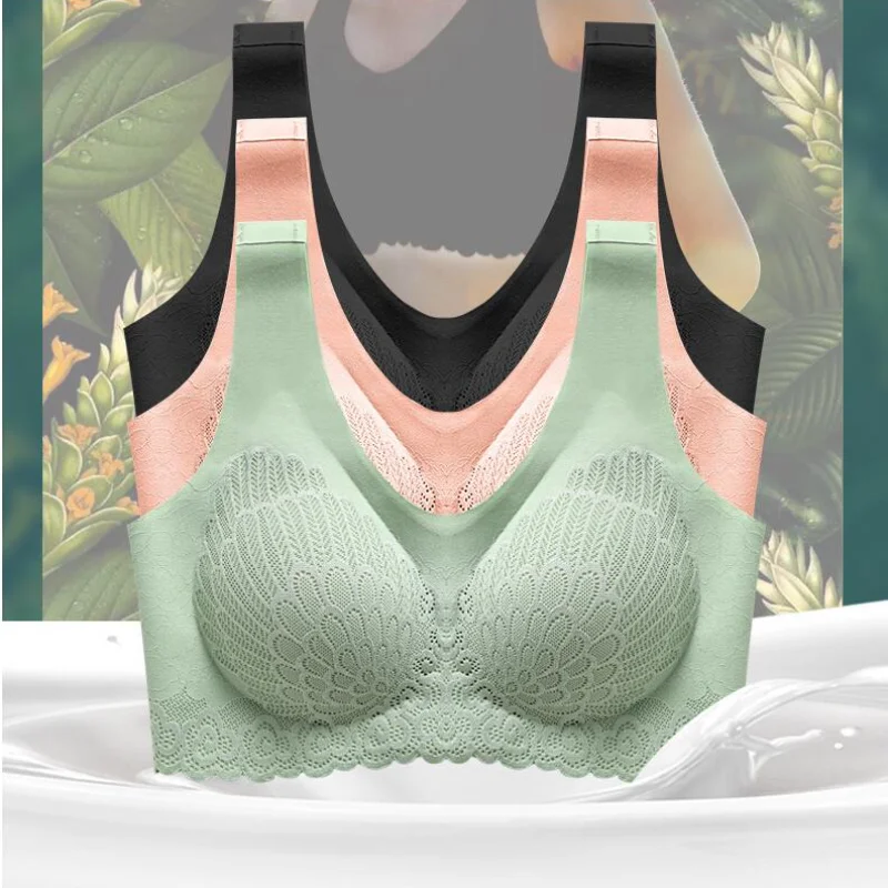 

3PCS/lot Latex Seamless Bra Women Push Up Underwear Cooling Gathers Latex 4.0 Female Intimate Plus Size Comfortable Bralette