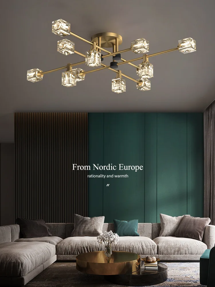

Роскошный светильник для гостиной, лампа в стиле постмодерн из меди, креативная индивидуальная потолочная лампа для спальни, простая Север...