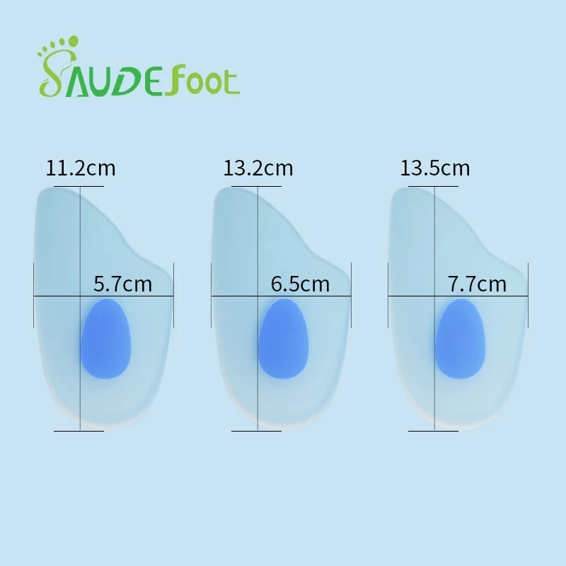 Soft Silicone Gel Insoles Height Increase Massage Cushion Foot Care Half Heel Insole Pad  for Heel Spurs Pain Foot Inserts