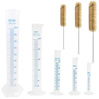 5 pack plastic measuring cylinder graduated cylinder 10ml 25ml 50ml 250ml 500mllab test tube kit with 3 clear brushes