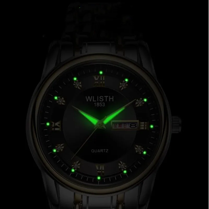 

Men Watch Luminous Waterproof Stainless Steel Band Dual Calendar Fashion Casual Quartz Watches Retro Relogio Masculino