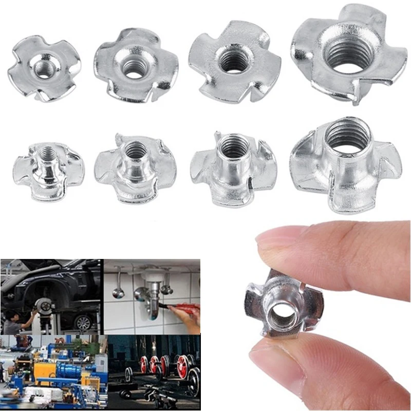 10Pcs оцинкованные M3 M4 M5 M6 M8 четыре когти гайка Динамик t образная слепой элемента