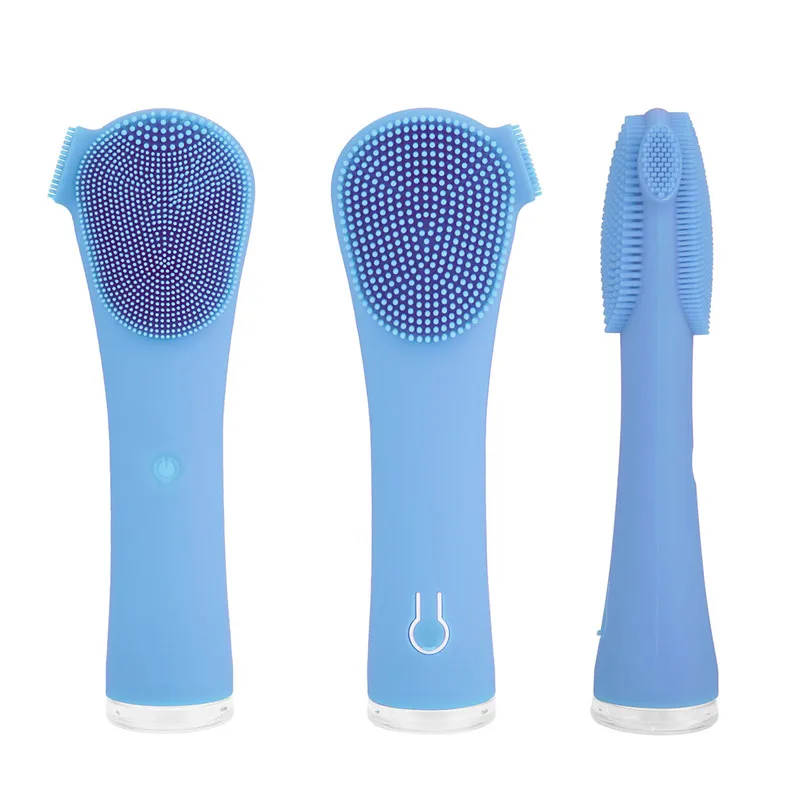 

Double Side Electric Facial Cleansing Brush Silicone Waterproof Dead Skin Removal Blackhead Extractor Exfoliating Face Cleanser