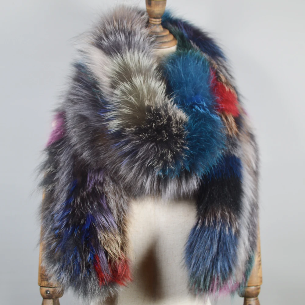 Outdoor Long Style Women Real Fox Fur Scarf Winter Warm Soft Knit Shawl Good Quality Natural Ring Scarves |