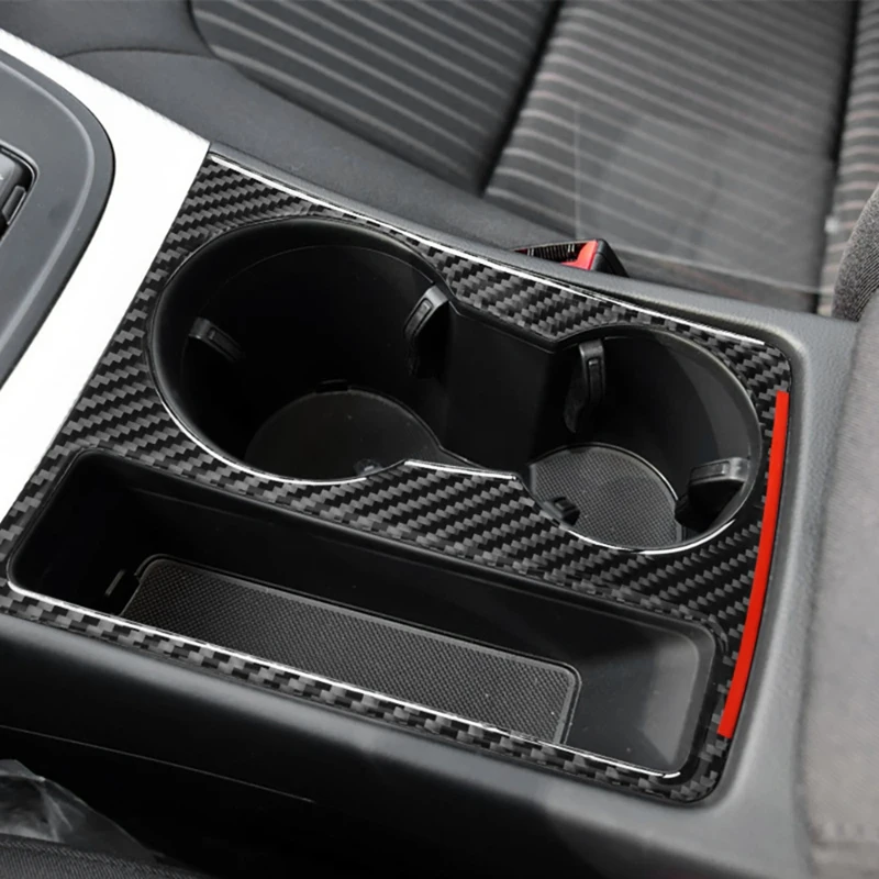 

Auto Carbon Fiber Center Console Water Cup Holder Decoration Cover Trim Stickers for- A4L 2009-2016