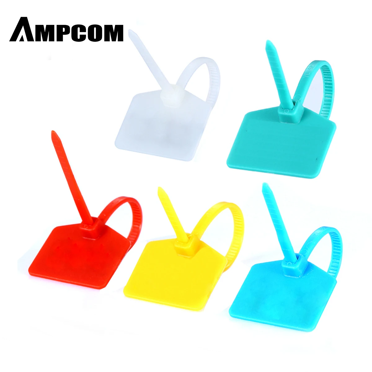 AMPCOM нейлоновые застежки кабель метка для этикетки-запись на ethernet-кабель | самоблокирующийся | Бесплатные этикетки для печати-4,72 дюймов 5 цветов