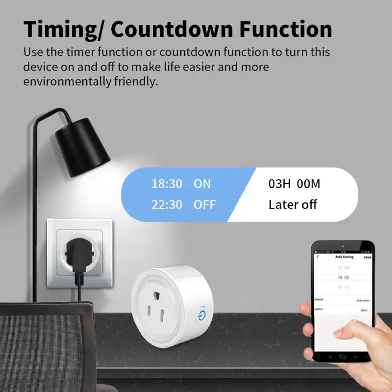 Розетка Zigbee с таймером и Wi-Fi умная Мини-розетка стандарта США дистанционным