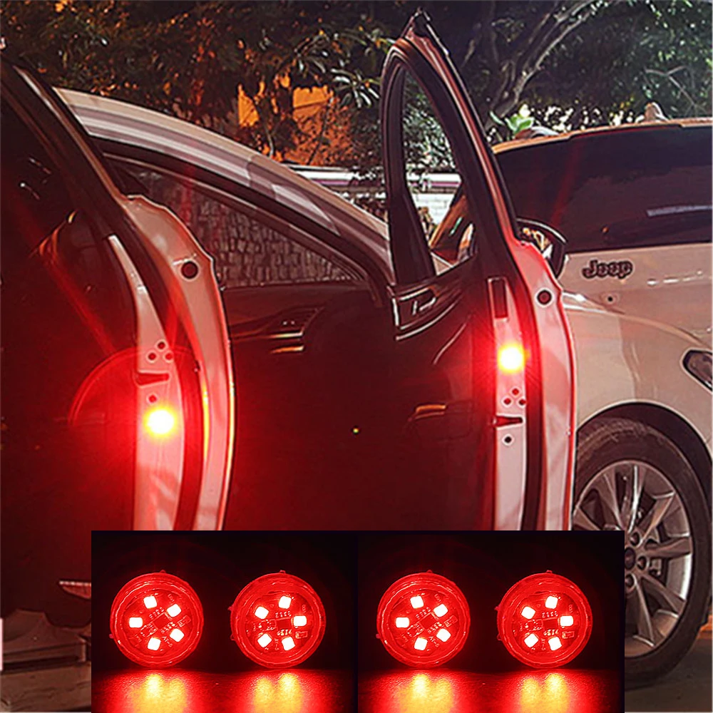 

2Pcs Car Opening Door Warning Light Safety Anti-collision Flash Lights Wireless Magnetic Signal Lamp Car Door Decorate light