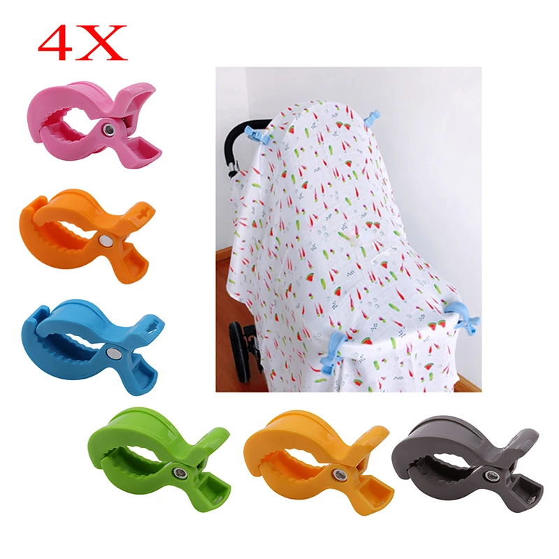 4pcs/Set Baby Car Seat Accessories Toy Lamp Pram Stroller Peg To Hook Cover Blanket  Mosquito Net Clips