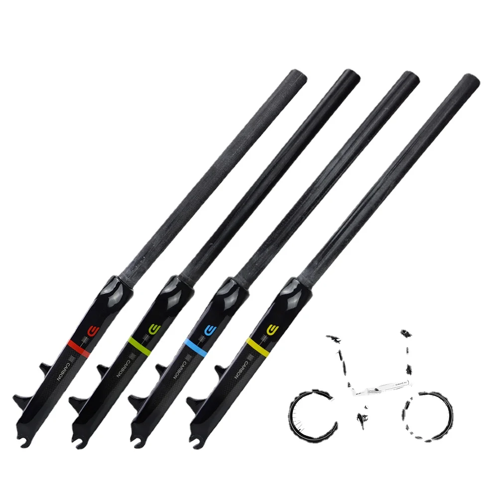 Carbon Fiber Disc Brake Folding Bicycle Fork 14 16 18 20 Inch 451 Wheel Set Front Fork Lightweight