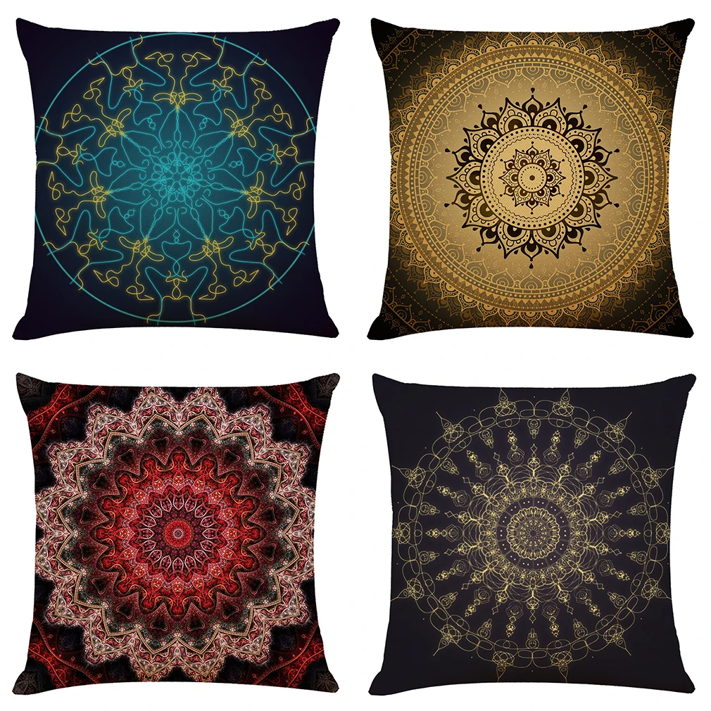 

45x45cm Bohemian Mandala Print Decorative Throw Pillow Covers Couch Pillows Linen Cushion Cover for Couch Sofa Car Living Room