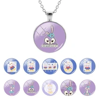 disney stellalou theme animation glass dome pendant chain necklace for girls cabochon jewelry gifts temperation fashion ddf314