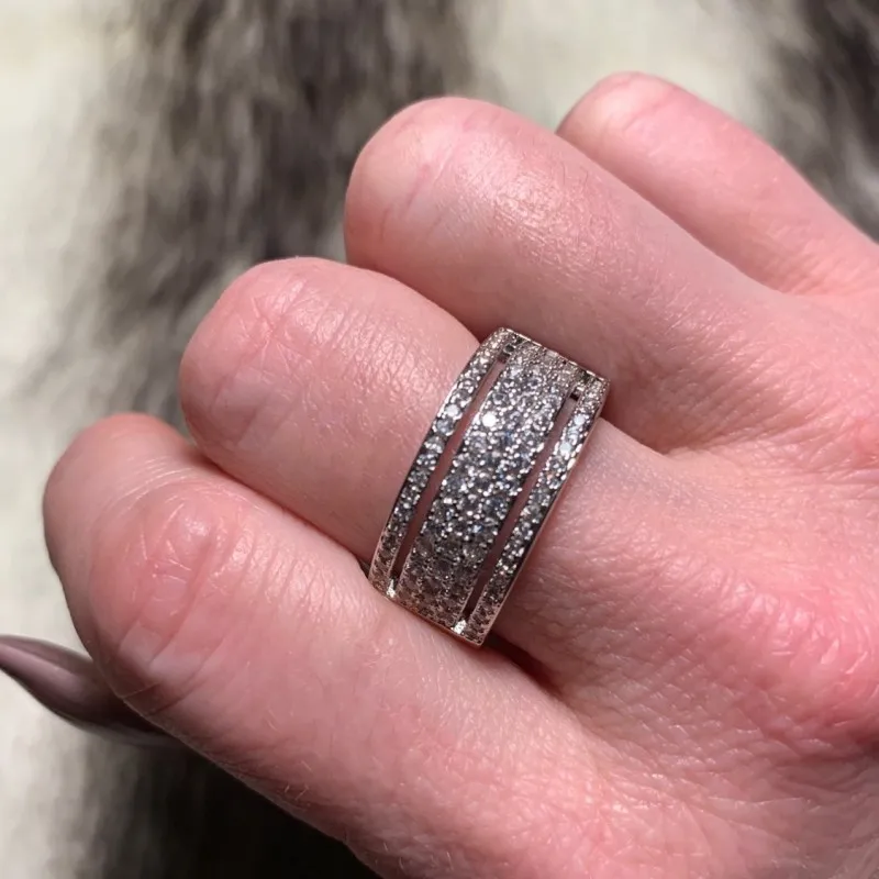 Очаровательные кольца Micro Pave AAAAA Cz камень Настоящее серебро цвет обручальное