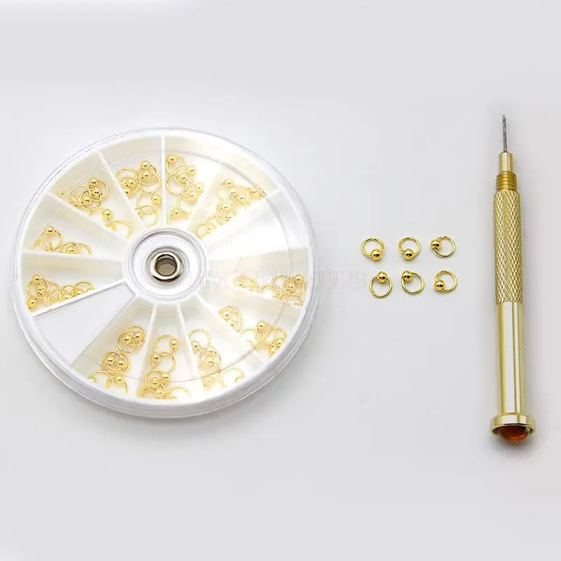 1 Набор смешанных золотых Стразы подвески для ногтей ручное сверло пирсинга