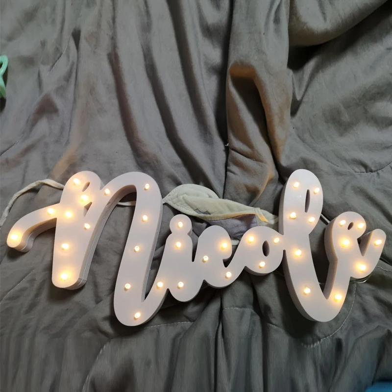

Custom wood Name LED Lamp Sign Marquee Light Up Night Grow Light Wall Decoration For Bedroom Wedding Ornaments Lights