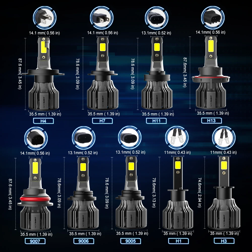 

NOVSIGHT Car Lights H7 LED H4 10000LM H1 H8 H11 LED Atuo Lamp for Car Headlight Bulb HB3 HB4 9005 9006 6500K White Fog Light 12v