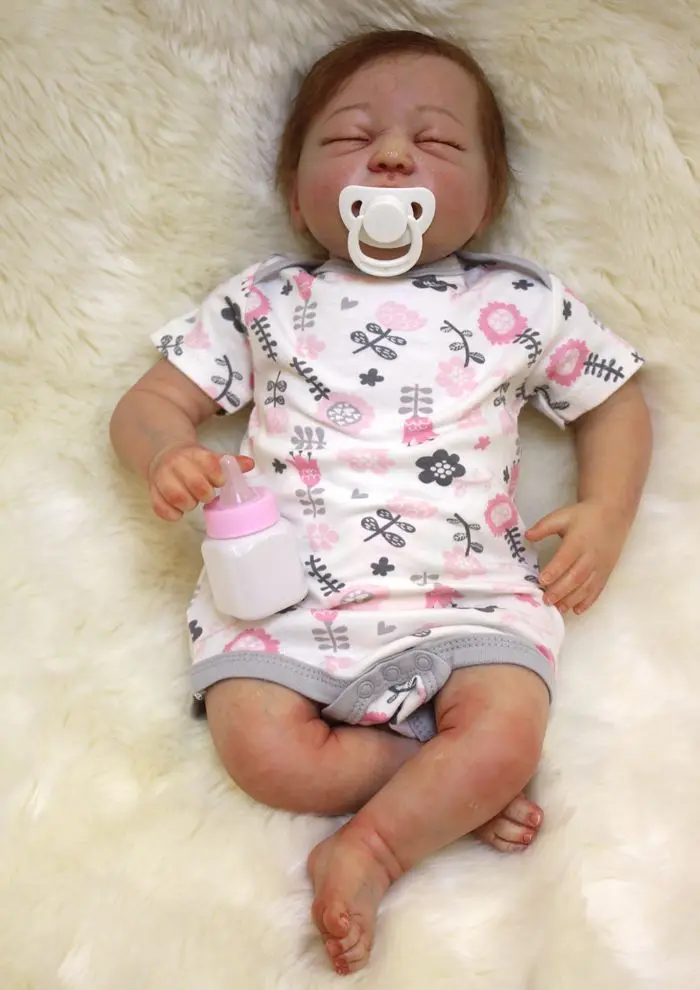 55 супер-имитация мягкая силиконовая кукла новорожденная девочка шедевр